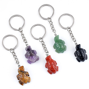 Chaveiro de Tartaruga de Cristal Natural Atacado, Pingente de Pedra Preciosa Esculpido à Mão para Bolsas e Acessórios Automotivos - Product Image 1