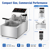 Freidora eléctrica comercial automática de acero inoxidable de 6L y 3.5KW con pantalla táctil para mostrador