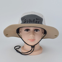 Chapeau de soleil pour enfants avec broderie personnalisée, large bord, UPF50+, maille respirante, chapeau boonie avec sangle de menton réglable pour le camping en plein air et la plage