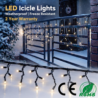 Guirlandes lumineuses LED noires résistantes au gel, étanches IP65, avec perles scellées, cordon en caoutchouc résistant aux intempéries, pour avant-toits, toitures, clôtures, connectables, Noël