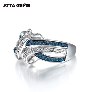 Real personalizado de boda de diamante anillo azul chapado en oro anillo de los hombres de la joyería de la plata esterlina <span class=keywords><strong>925</strong></span> - Product Image 3