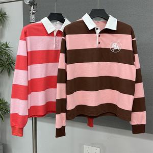 T-shirt <span class=keywords><strong>Polo</strong></span> da <span class=keywords><strong>uomo</strong></span> ricamata con Logo personalizzato a righe stile Street Vintage YITE a maniche lunghe oversize da <span class=keywords><strong>uomo</strong></span> - Product Image 1