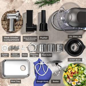 Batidora de Pedestal Smilepro 405X246X315mm con Diseño de Cabezal Inclinable, Batidora Eléctrica de Alimentos con Cuchilla Mezcladora Individual, Gris Personalizado - Product Image 2