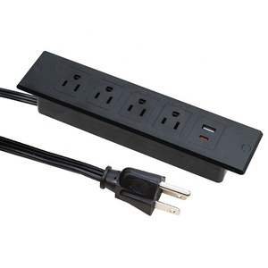 Regleta de 4 salidas de escritorio con puerto USB C de 2.1A, carga rápida, Puerto USB A, estación de carga oculta para muebles para mesa auxiliar - Product Image 1