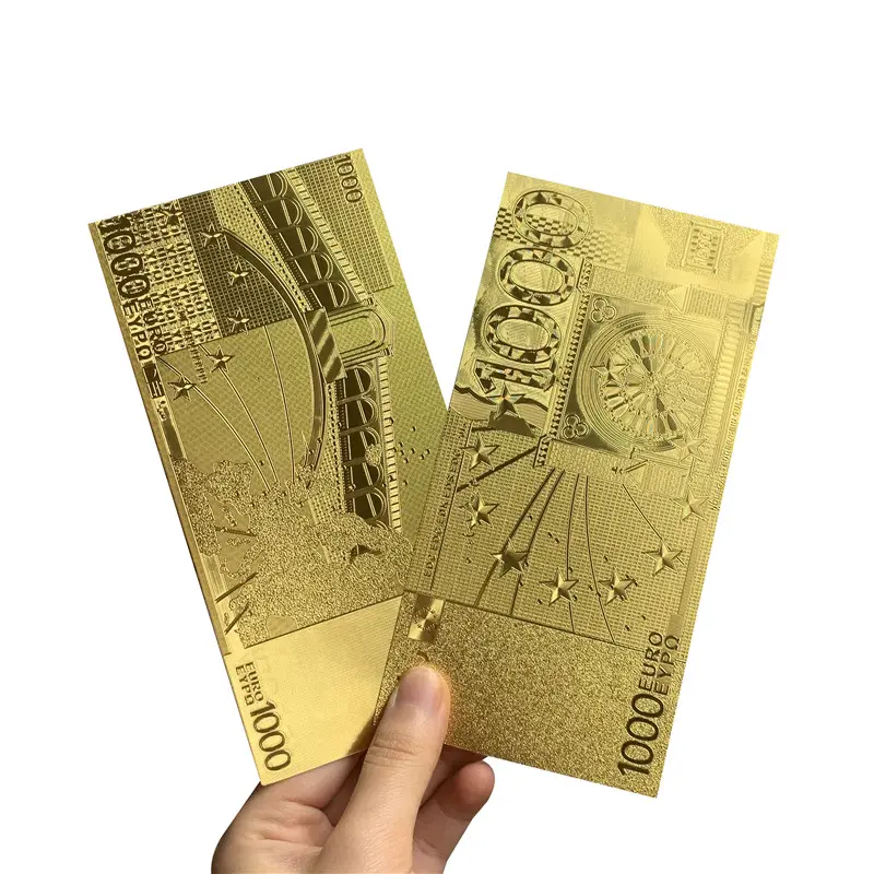 24k gold foil banknote for collection EURO one million EURO 1000 foil plated waterproof Promotion dollar bills