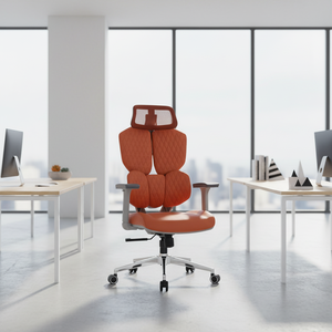 Orange High Back Executive Office <strong>Chair</strong> Ergonomic Leather <strong>Mesh</strong> 5D Armrest Adjustable Headrest Swivel Embroidery <strong>Gaming</strong> <strong>Chair</strong> - Product Image 3