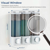 Prêt à Expédier Distributeur Mural Triple Rechargeable de Savon et Shampooing Manuel pour Salle de Bain