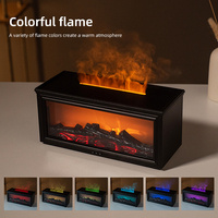 Nouveau rétro, humidificateur de cheminée à flamme de charbon de bois 3D simulée, diffuseur d'arômes pour la maison, le bureau, télécommande, plastique, ultrasonique