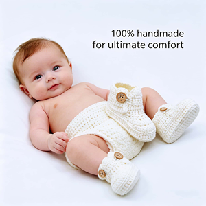 Zapatitos de Bebé Hechos a Mano de Ganchillo, Tejido Suave, Cierre Deslizante, Antideslizantes, Estilo Náutico, Resistentes, Transpirables, Cálidos y Cómodos, Unisex - Product Image 3