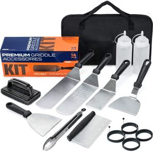 Juego de espátulas para parrilla plana con mango de plástico para accesorios de barbacoa - Product Image 1