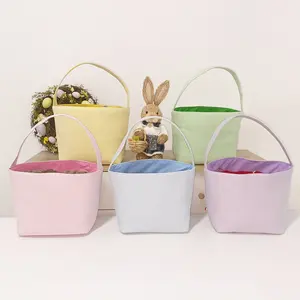 Easter Tote Bag 5 colors Stock Popular Design Monogram Seersucker Easter Basket Bags