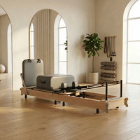Reformer Pilates pliable en chêne pour la maison, réglable, compact, gain de place, machine de Pilates en bois, logo personnalisé, professionnel, santé