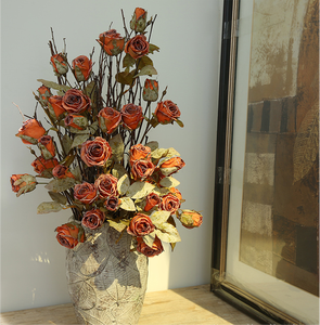 Rose royale à tige unique, décoration intérieure douce, fleur de mariage, bords brûlés, fleur vintage, accessoire de décoration intérieure de style européen - Product Image 5