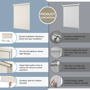 Persianas Enrollables Inteligentes para el Hogar, Cortinas Opacas Motorizadas con Control Remoto Eléctrico, Cortinas Interiores - Product Image 4