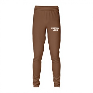 Pantalon de survêtement marron personnalisé pour homme en polyester polaire, coupe droite, taille élastique, hiver, tailles XS-3XL - Product Image 1