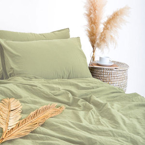 <strong>Japanese</strong> Style 100% Washed Cotton 4-Piece Bedding Set, Solid Color &amp; Minimalist, Ins Style, Skin-Friendly - Product Image 3