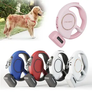 2024 Custom Logo Retractable Dog Leash Bright LED Flash Light Up Automatic Durable Roulette Dog Leash with Poop Bag Holder