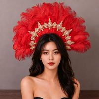 Coiffe en plumes d'autruche tendance avec franges en strass, idéale pour les spectacles de carnaval et les soirées masquées