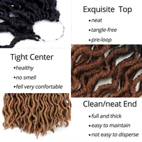 Extensions de cheveux au crochet Goddess Faux Locs, 6 paquets, Locs Gypsy doux, Dreadlocks synthétiques ondulées, 3 tons, bouclées, résistantes à la chaleur et ignifuges