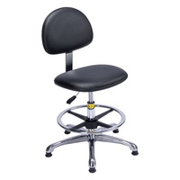Chaise de laboratoire ergonomique moderne en cuir P08 ESD avec repose-pieds, roulettes et dossier, idéale pour l'école, l'atelier et les études informatiques