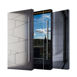Puertas de Entrada Pivotantes Modernas de Acero Inoxidable, Puertas de Seguridad de Entrada para Villas de Lujo, Puertas Exteriores Frontales de Aluminio Metálico Residenciales - Product Image 5