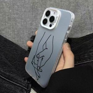Cover per Cellulare con Stampa Coppia <span class=keywords><strong>Mano</strong></span> nella <span class=keywords><strong>Mano</strong></span>, Placcatura Argento, in TPU PC per iPhone 11 12 13 14 15 16 17 18 Pro Max - Product Image 5