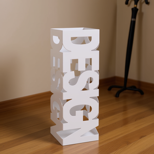 Soporte para Sombrillas Cuadrado de Acero Blanco de 19.1 Pulgadas, Diseño Moderno, Estructura de Almacenamiento Independiente con Marco en Forma de Alfabeto - Product Image 2