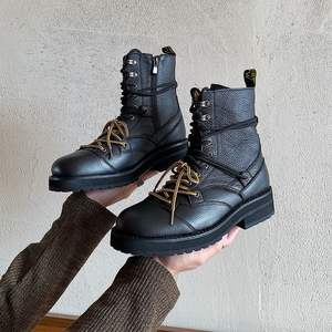 Botines Retro de Cuero Suave, Botas de Moda con Cordones y Tacón Grueso de Cuero de Primera Calidad, Botas de Plataforma Impermeables de Tacón Alto - Product Image 6