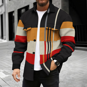 Giacca da <span class=keywords><strong>uomo</strong></span> nuova e <span class=keywords><strong>trendy</strong></span> con stampa a motivi geometrici per primavera e autunno, giacca antivento semplice e versatile - Product Image 3