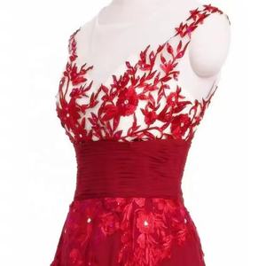 Toptan bayanlar seksi Mesh Maxi dantel balo elbise pullu gece elbisesi çiçek dekorasyon kat uzunluk imparatorluk düz şapel - Product Image 3