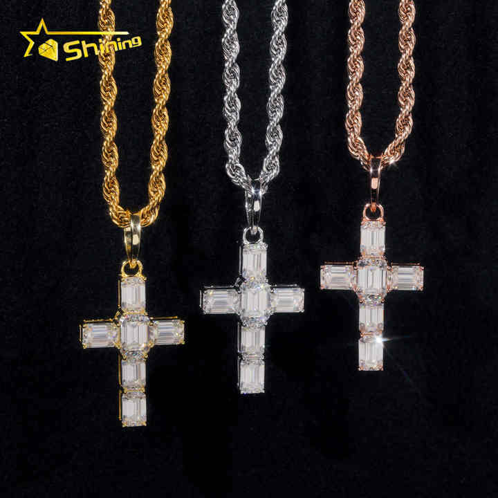 Collier Croix En Moissanite Et Diamants 3mm - Argent 925 - Neuf Avec étiquettes - Marque Glitzzer.jewerly