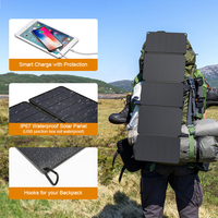56W Draagbare Opvouwbare Zonnepaneel Powerbank Draadloze Oplader voor Telefoon met Licht Rugzak Oplader voor Mobiele Apparaten