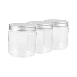 200ml 250m 300ml 400ml 500ml 600ml 800ml Transparent Food Storage <b>Container</b> Cake Candy Pet Plastic Jars With <b>Aluminum</b> Silver Lid - Product Image 1