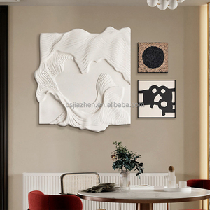 Arte Murale 3D Astratta in Legno, Dipinto a Rilievo in MDF e Arenaria Fatto a Mano, Decorazione Moderna per Casa, Soggiorno, Hotel - Product Image 2
