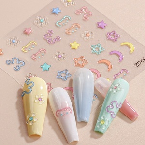 Belleza completa 5D flores acrílicas pegatinas para uñas encaje blanco diseño de boda flor Simple en relieve deslizadores DIY accesorios para uñas - Product Image 3