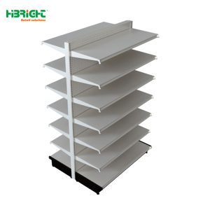 White 7-Layer Single Sided Perforated Back Metal Gondola Shelving Unit - Product Image 1