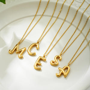 Meetyoo all'ingrosso 18K placcato in oro 26 alfabeto inglese collana semplice di alta qualità O-catena ciondolo impermeabile alla moda A-Z gioielli - Product Image 2