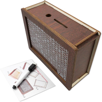 Tirelire en bois pour argent, dollars et euros, finition polie durable, décoration intérieure moderne et minimaliste, pour bureau ou table.