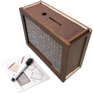 Tirelire en bois pour argent, dollars et euros, finition polie durable, décoration intérieure moderne et minimaliste, pour bureau ou table. - Product Image 4