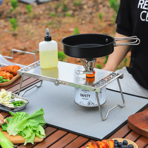 Table pliante en acier inoxydable, support de cuisinière à gaz portable pour l'extérieur, design rectangulaire minimaliste pour le camping et le barbecue - Product Image 2