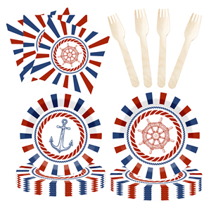 ชุดอุปกรณ์ตกแต่งงานวันเกิดธีมโจรสลัด DAMAI ชุดจานกระดาษและผ้าเช็ดปากลายสมบัติโจรสลัด พร้อมแก้วสำหรับแขก 8 ท่าน - Product Image 5