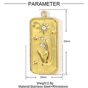 Retro vergoldete <span class=keywords><strong>Tarot</strong></span> karte Engel Edelstahl Anhänger Stilvoller Stern und Blume Edelstahl Anhänger Schmuck - Product Image 4