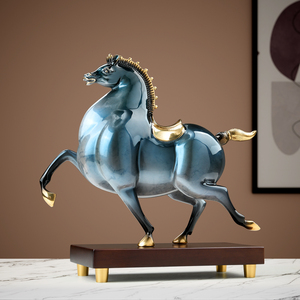 Moderna Figura de Caballo Chino de Latón, Escultura de Éxito, Decoración para Sala de Estar, Oficina, Escritorio, Regalo - Product Image 5