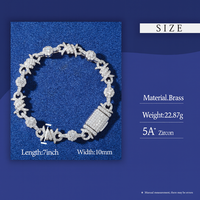 Brazalete de Latón de 10 mm de Ancho con Circonitas 5A de Alta Claridad, Joyería Elegante con Diseño de Espinas y Flores para Regalo de Cumpleaños o Aniversario