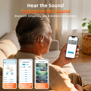 מכשירי שמיעה דיגיטליים חדשים של Flysounds, הולכת אוויר, ללא מרשם, נטענים, אלחוטיים, מסוג RIC, לקשישים, עם כבל נגד אובדן - Product Image 3