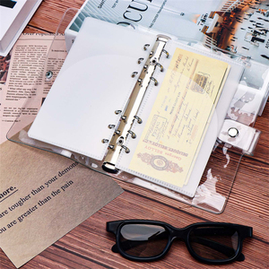 Carpeta A6, 2 bolsillos laterales abiertos, sobres de efectivo, organizador de dinero de plástico, hojas sueltas, 6 agujeros, porta billetes, protectores de hojas - Product Image 6