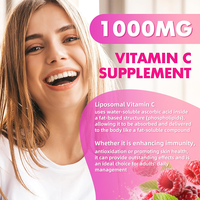 Complément alimentaire en gommes à la vitamine C liposomale 1000 mg, saveur framboise, végétalien, sans sucre, marque privée OEM, avec sureau, zinc et fer