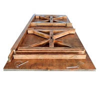 Table de ferme en bois d'orme reprisé pour Banquet et mariage, avec X pieds en croix