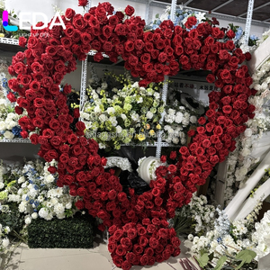 LEDA Customized Decorations Heart Shape <b>Red</b> Rose Flower Arch Giant Flower <b>Runner</b> Arch Flower For Wedding Decoration - Product Image 2