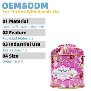 Barattolo in Latta con Doppio Coperchio Personalizzabile, Contenitore Rotondo Nero e Rosa, Scatola Vuota Grande in Metallo per Tè - Product Image 2